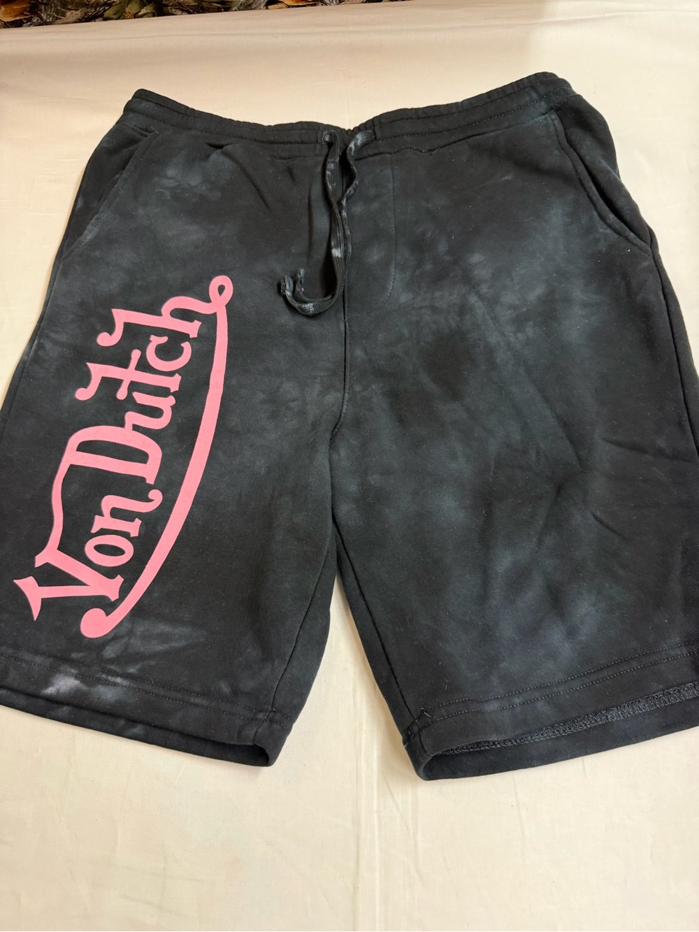 Von Dutch Black Athletic Shorts with Pink Logo